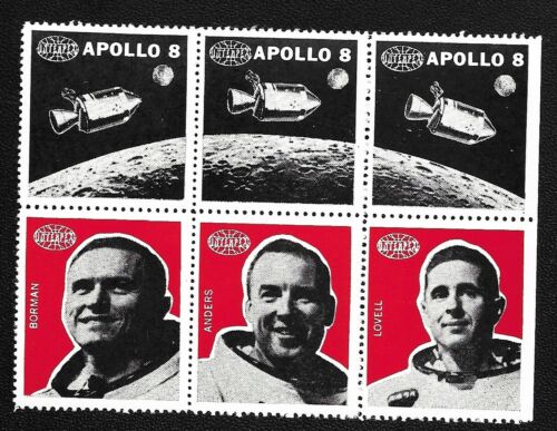 US Cinderella Space Interpex Stamp Show 1969 Block of 6 Stamps Apollo 8   |