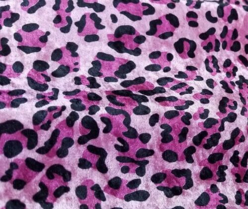 Animal Leopard Panther Cheetah Print on Pink Velvet 60” Width Fabric By The Yard