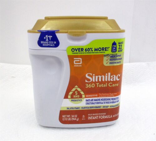 Similac 360 Total Care Sensitive Baby Formula 5 HMO Prebiotics, 34-oz 8/1/2025