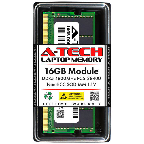 A-Tech 16GB DDR5 4800MHz Laptop PC5-38400 SODIMM 262-Pin Notebook Memory RAM 16G