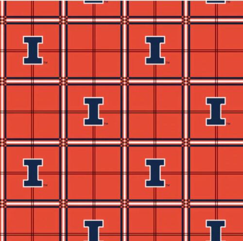 Illinois Fighting Illini Cotton Flannel Fabric-NCAA Flannel Fabric By The Yard