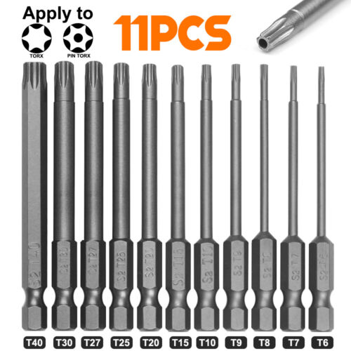 11pcs T6-T40 Magnetic Head Torx Screwdriver Bit Set Security Tamper Proof Star