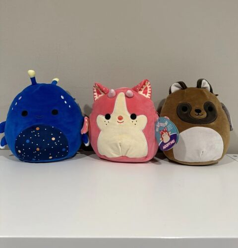 Squishmallows 8” Adopt Me! Roblox Strawberry Bat Dragon Space Whale Tanuki Set