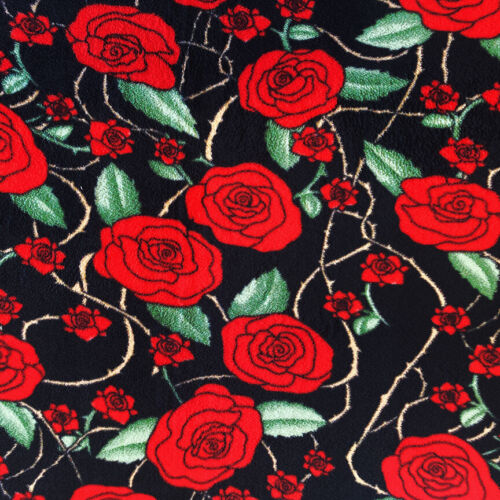 Red Roses Allover Print Fleece Fabric – 60″ Wide – Sold by The Yard & Bolt