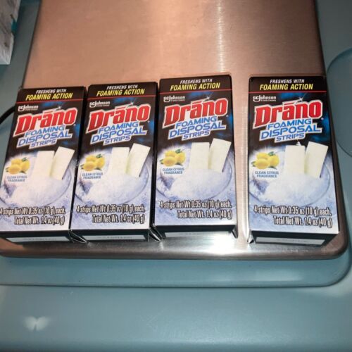 4 DRANO Foaming Disposal Strips (4) Count Clean Citrus Fragrance Freshens.