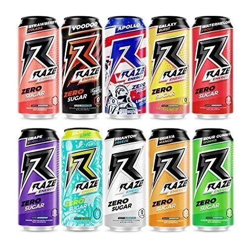 Raze Energy Drinks by Repp Sports Rapid Hydration Zero Sugar 16 Ounce cans…