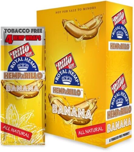 Hemparillo Rillo Size Rolling Papers 4 Count Per Sleeve Pack of 15 (Banana)