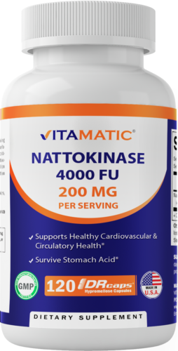 Vitamatic Nattokinase Supplement 4,000 FU Servings, 120 Delayed Released