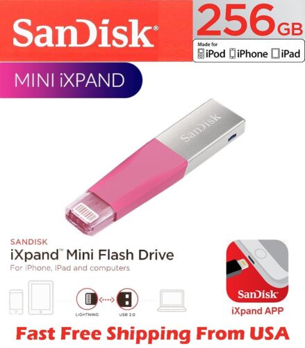 SanDisk iXpand Mini 256GB OTG USB3.0 Drive for iPhone iPad, Pink(USA Shipping)