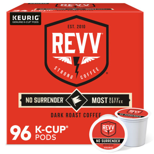 REVV NO SURRENDER Coffee, Keurig K-Cup Pod, Dark Roast, 96 Count