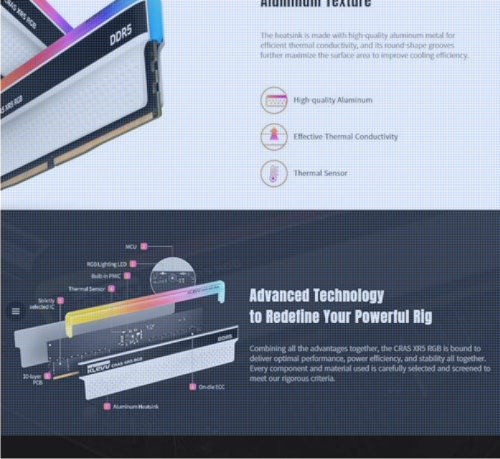 KLEVV CRAS XR5 RGB DDR5 32GB (2x16GB) 7200MHz CL36 A-DIE 1.4V Gaming Desktop Ram