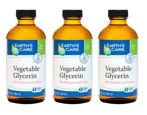 Earth’s Care Pure Vegetable Glycerin, USP Grade 8 FL OZ  (3 BOTTLES)  Exp 5/2027