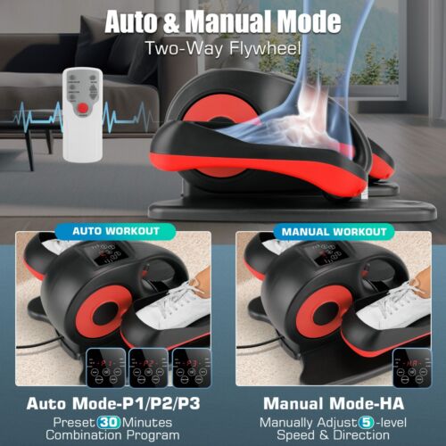 Under Desk Mini Elliptical Machine Electric Seated Pedal Exerciser w/Remote&LCD