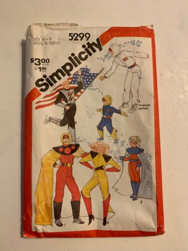 VTG 80s Halloween Sewing Pattern Simplicity 5299 Unisex Child 6-8 Space Sci-Fi