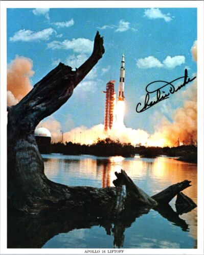 Charlie Duke- Hand  Signed NASA 8×10 Apollo 16 Liftoff Photo – Stunning – COA