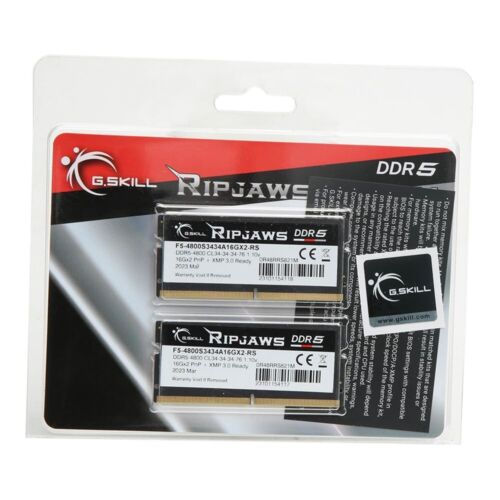 G.SKILL Ripjaws SO-DIMM 32GB (2 x 16GB) 262-Pin DDR5-4800 F5-4800S3434A16GX2-RS