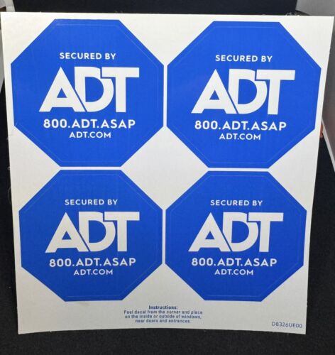 A D T Home Security Window Sticker Decal Double Sided (1 Pack/4 Count) Sticker