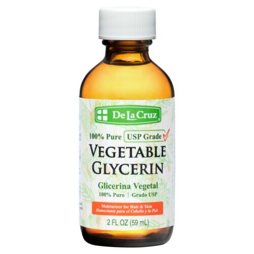 De La Cruz Pure Vegetable Glycerin USP Grade, Bottled in USA, 2 FL OZ exp 4/2026