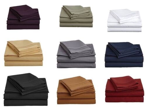 Luxury Queen Size 4 pc Bedding Sheet Set 1200 Thread Count Soft Egyptian Cotton