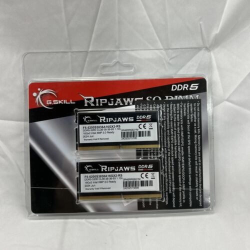 32GB G.Skill Ripjaws DDR5 SO-DIMM 5200MHz CL38 1.10V 262-Pin Laptop Kit 2x16GB