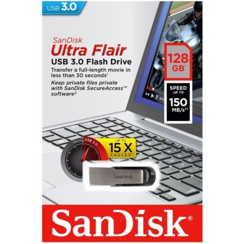 SanDisk 128GB 128G USB CZ73 Ultra Flair USB 3.0 150MB/s SDCZ73-128G Retail