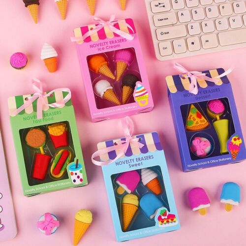 Ice cream shape Erasers for Kids, Rubber Eraser, 4 Count