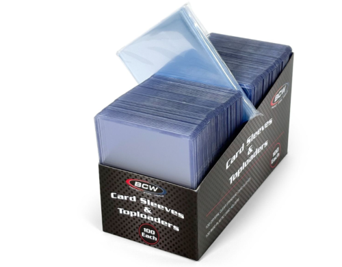 100 Count Card Sleeve and Toploader Combo Pack| 100 Card Sleeves 100 Top loaders