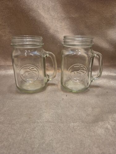 GOLDEN HARVEST 16 OUNCE DRINKING JARS W/HANDLES LOT OF 2