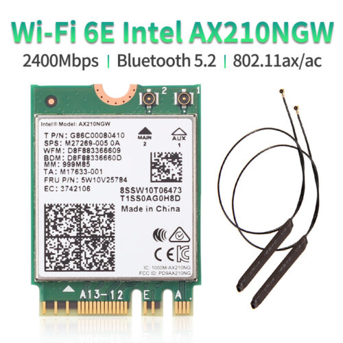 Wifi 6E Intel AX210NGW NGFF Wifi Bluetooth Card 802.11ax with Internal Antennas