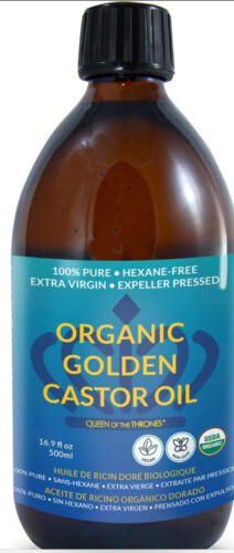 QUEEN OF THE THRONES Organic Golden Castor Oil – 500mL (16.9oz) 100% Pure