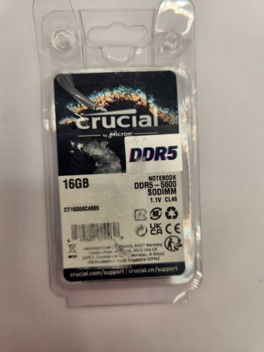 Crucial 16GB (1x16GB) DDR5 5600MHz SO-DIMM Laptop Notebook Memory (CT16G56C46S5)