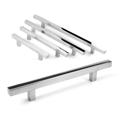 Pi Square Bar Pull Kitchen Cabinet Handle Polished Chrome Stainless 12mm