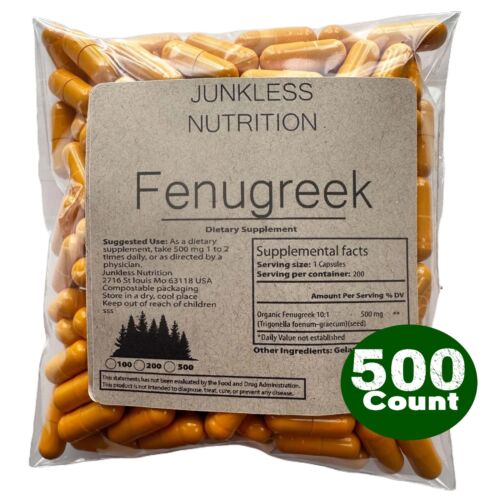 100% PURE Fenugreek Supplement Non-GMO & No Fillers women Supports Supplement