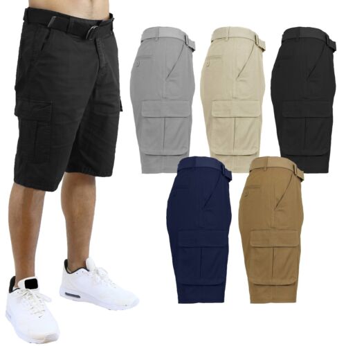 Men’s Cotton Flex Stretch Cargo Shorts With Belt Lounge Summer Colors 30-42