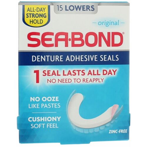 4 Pack Sea Bond Secure Denture Adhesive Seals, Original Lowers, 15 Count