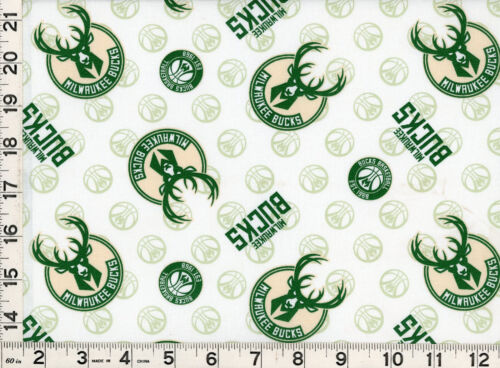 Milwaukee Bucks Basketball Logo Quilting Sewing Fabric by Yard #368