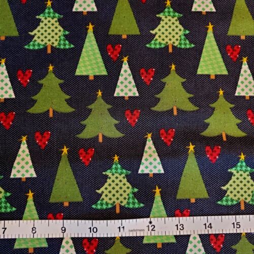 Christmas Tree Fabric 100% Cotton FQ HY BTY By the Yard Trees Santa