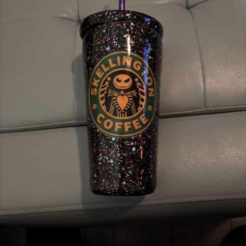 Skellington Coffee 16 Ounce Metal Tumbler with Straw