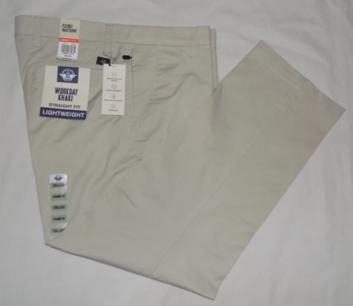 DOCKERS Men’s Workday Khaki Lightweight Straight Fit Pants Beige 36X30 New