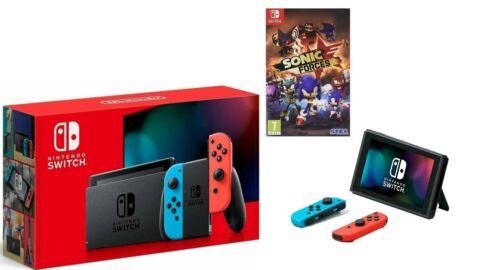 NEW Nintendo Switch Neon Joy Cons 32GB V2 Gaming Console + Sonic Forces!