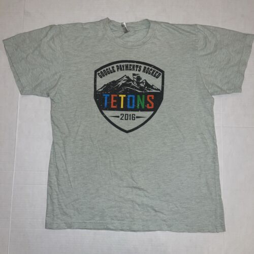 NWOT Authentic GOOGLE Payments Rocked Tetons 2016 Tee Shirt Medium Gray Alphabet