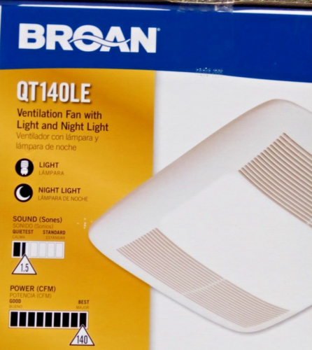 Broan QT140LE 140CFM Ventilation Fan Light – White