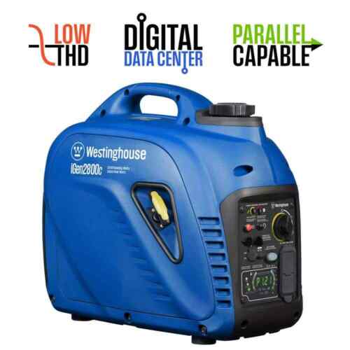 2,800W Gas Powered Portable Inverter Generator w/Recoil Start,LED Data Center,Qu