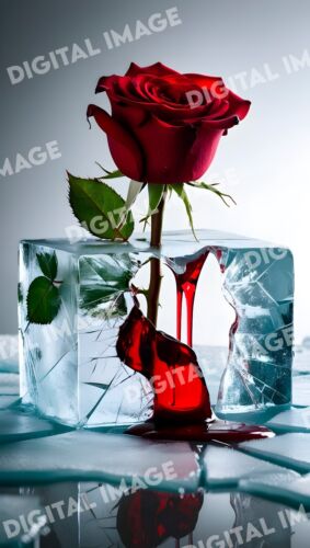 Digital Art Picture Image Photo Wallpaper Background Desktop AI – Rose in Ice