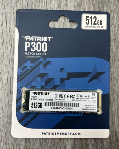 Patriot P300 PCIe Gen3 x4 M.2 2280 SSD 512GB NVMe Internal SSD for PC/Laptop