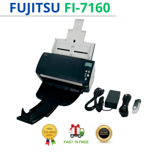 Fujitsu Fi-7160 Document Scanner Compatible with TWAIN/ISIS Drivers w/FULL SET