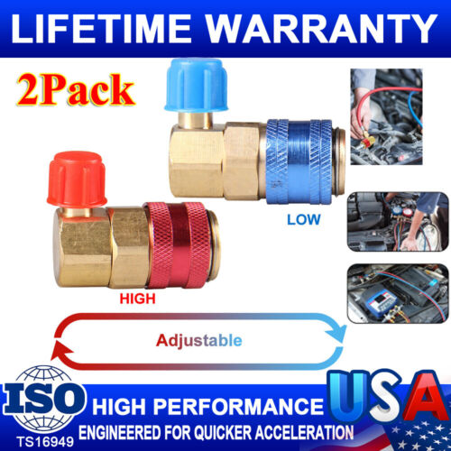 Quick Coupler Adapter Air Conditioning A/C High and Low Auto Fitting Freon Gauge