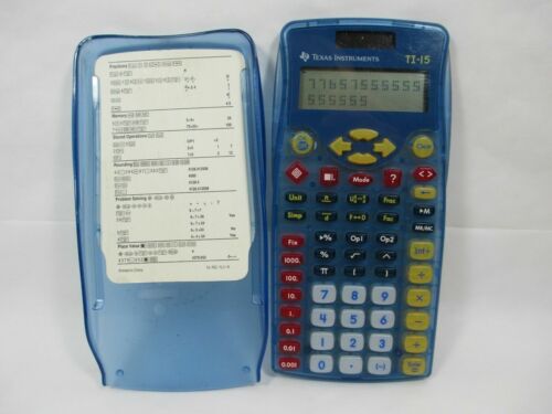 Texas Instruments TI-15 Fraction Rounding Problem Solving Calculator Crystal Blu