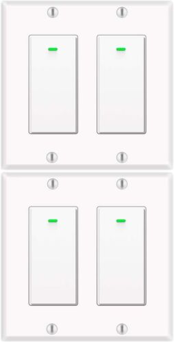 Smart Light Switch 2gang, Works with Alexa &Google Assistant, White 4pack