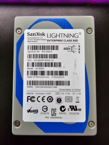 SanDisk Lightning 800GB 6Gb/s 2.5″ SAS SSD – PN: SDLB6HM-800G-01